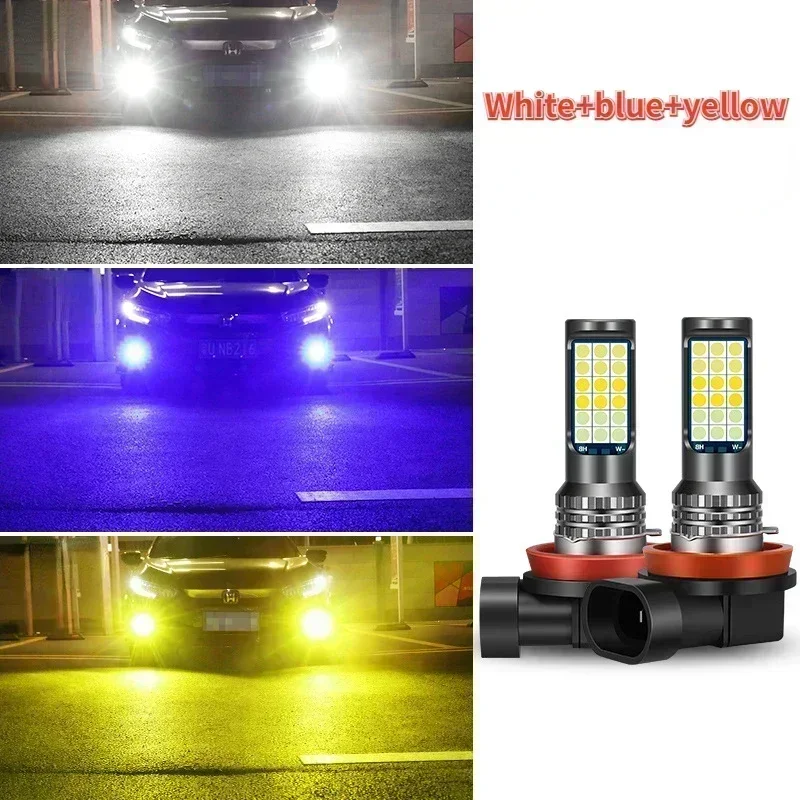 

Автомобильная светодиодная противотуманная фара с мигающим красным, зеленым, розовым, синим, супер яркая H3 H8 H11 9006 9005 H7 Модифицированная 3030, трехцветная противотуманная лампа накаливания