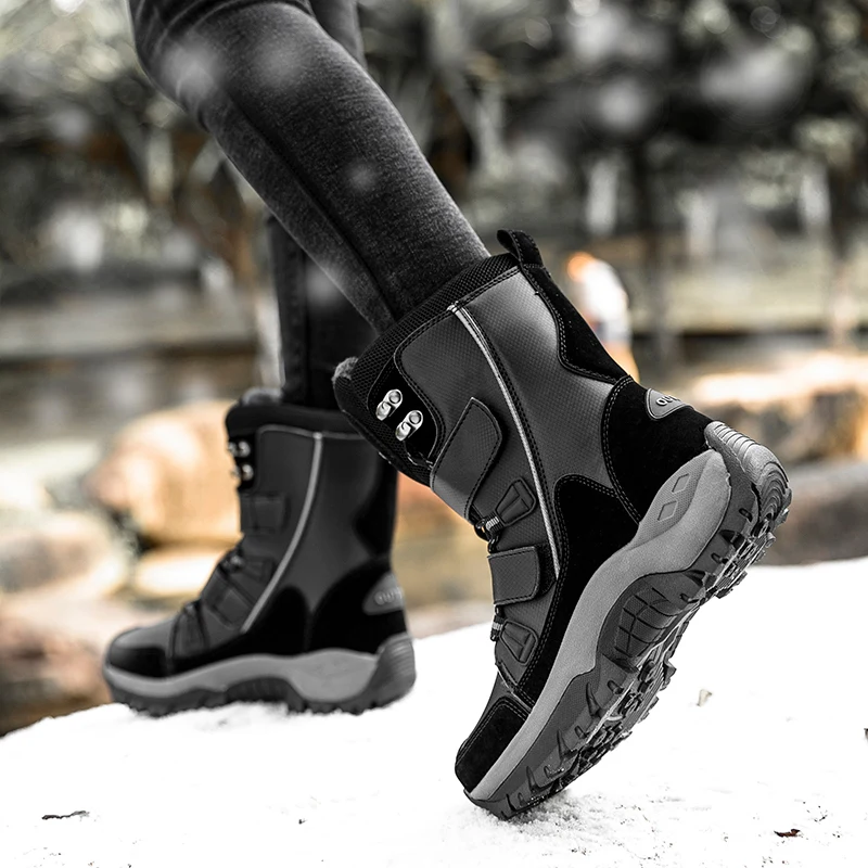 STRONGSHEN Winter Women's Snow Boots Waterproof Leather Lace-up Warm Cotton Lined Comfortable Anti-skid Zapatos Para Mujer