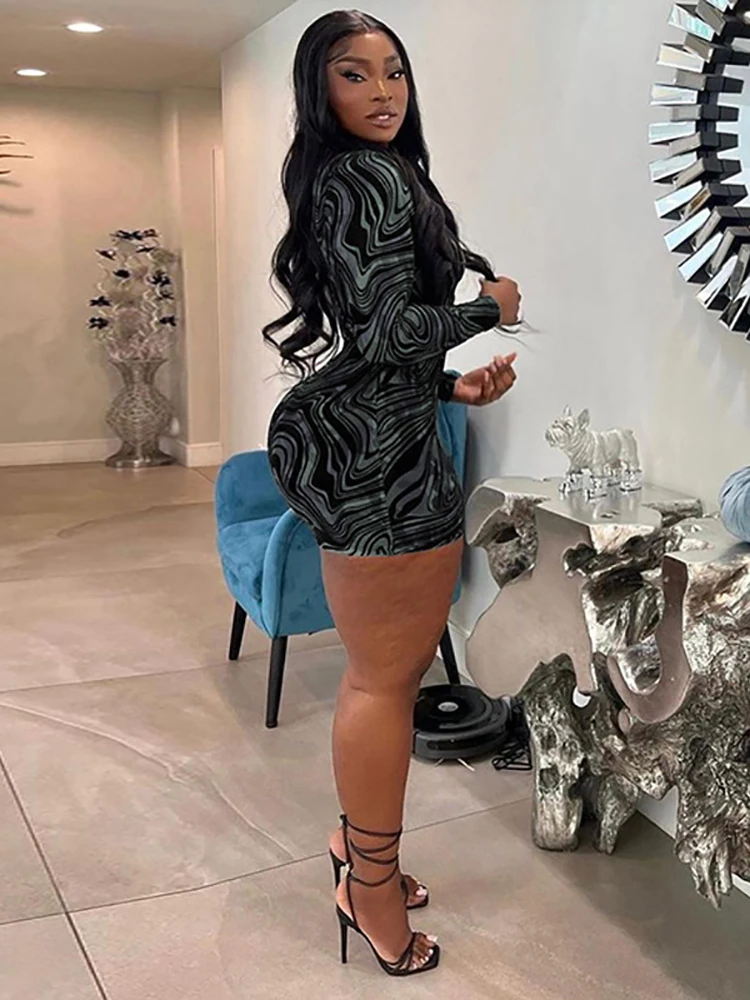 Simenual великолепное сексуальное открытое Платье с принтом для женщин черное