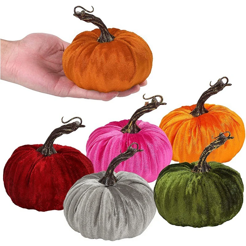 

Small Foam Pumpkins for Halloween Decoration, Fake Velvet Pumpkin, Photography Props, Table Decor, Thanksgiving Crafts Ornament