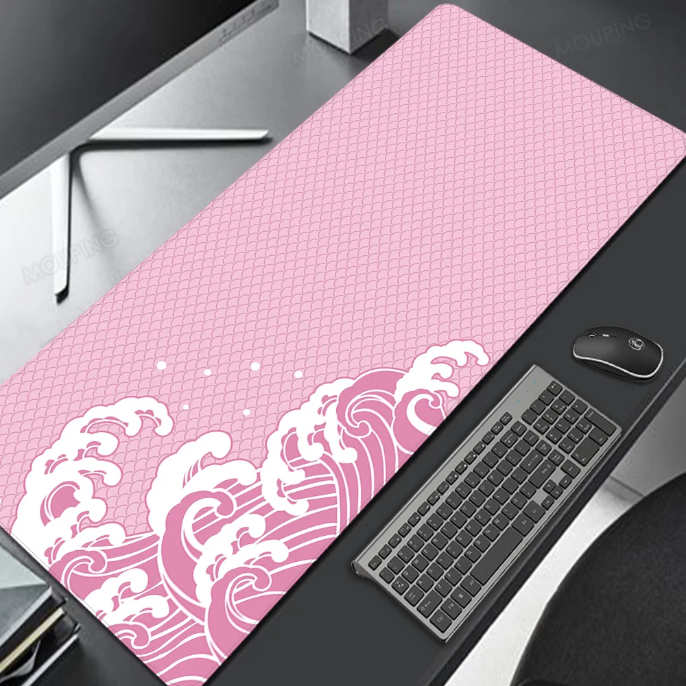

Pink Great Wave Mouse Pad Gamer Japan Mousepad Company Laptop Carpet Deskmat Kawaii Office Tables Gaming Mats Desk Accessories