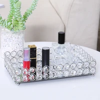 crystal makeup organizer mirrored crystal vanity tray decorative for perfum jewelry makeup bathroom organizer