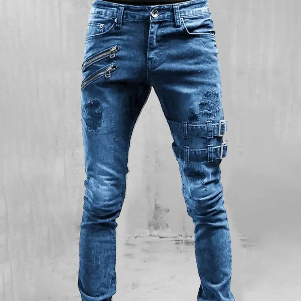Dropshipping!!2021 Fashion Street Tight Men Jeans High Waist Denim Non-shrink Male Jeans Long Pants