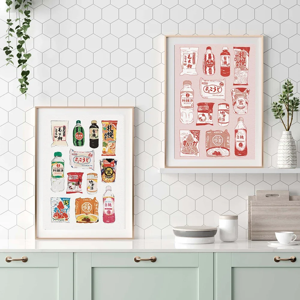 Картины на холсте в японском стиле с изображением еды продуктов и