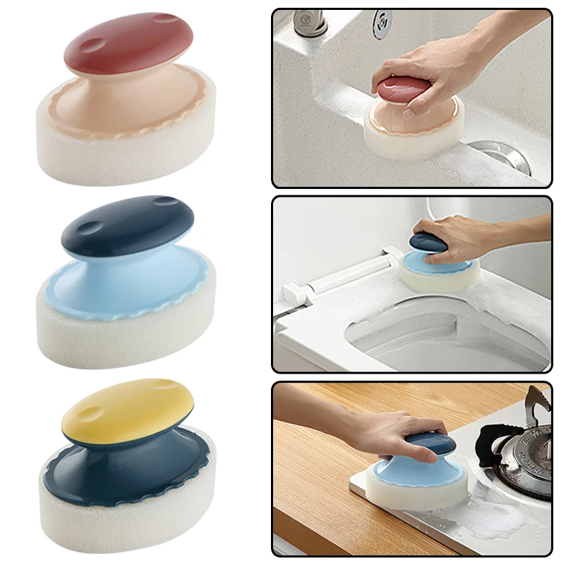 

Sponge Cleaning Brush Handle Tiles Brush Kitchen Bathroom Stove Bathtub Sink Cleaning Dish Pot Cleaning Brush Clean Tools