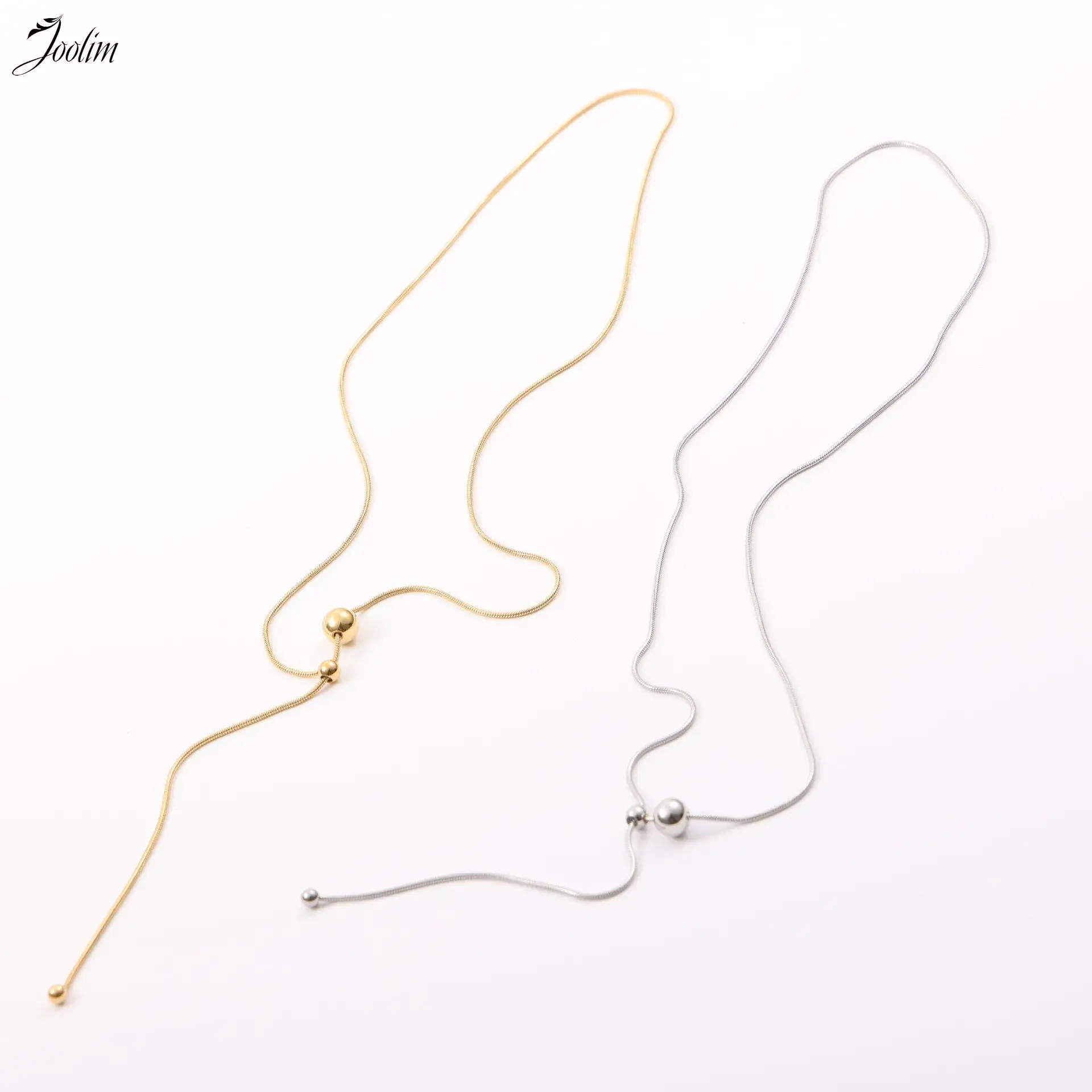 

Joolim Jewelry High End PVD Wholesale Trend Small Ball Transfer Beads Snake Chain Adjustable Stainless Steel Necklace for Women