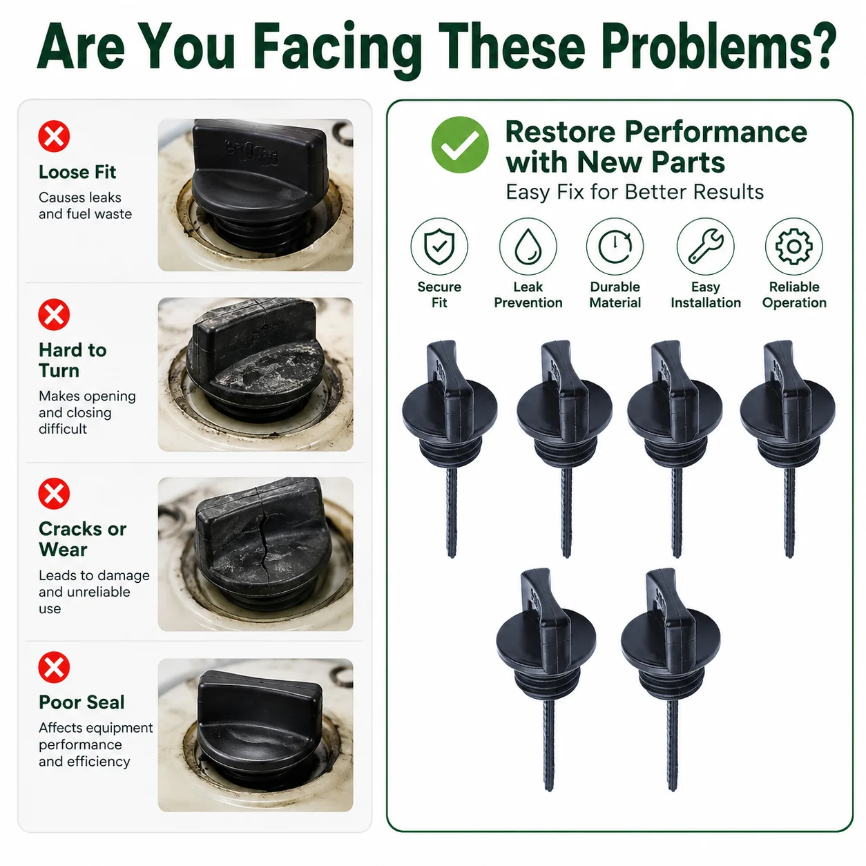 Комплект из 6 шт. крышек маслозаливных горловин для Honda GX22, GX31, GX35, UMK435, GX100U, запчасти для кусторезов и триммеров, замена 15600-ZM3-003 (art.: 3920daecaec8e) - 3920daecaec8e