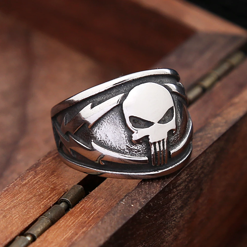 

Gothic Vintage Stainless Steel Skull Ring for Men Women Punk Biker Fashion Punisher Skull Rings Party Jewelry Gifts Dropshipping