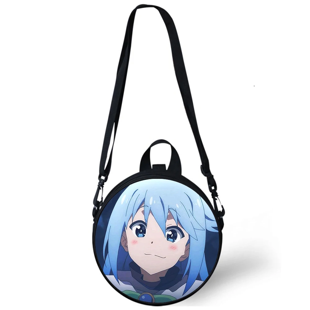 Konosuba Aqua cute Anime Child kindergarten Bag 3D Print Crossbody Shoulder Bags For School Women Mini Round Bagpacks Rugtas Bag