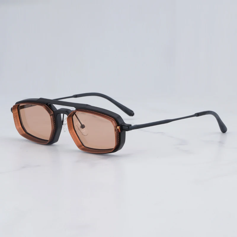 

High Street Aluminium Sunglasses Women Light Luxury Square Black Gold Double Bridge Sunglasses for Men Solar Glasses