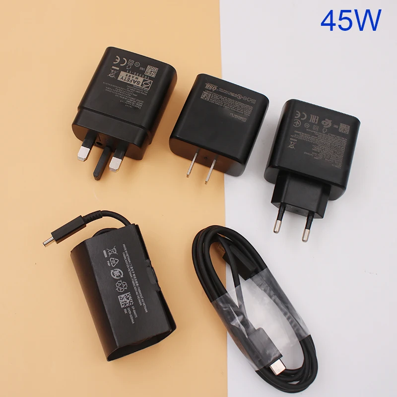 Оригинальное Супербыстрое зарядное устройство PPS PD для Samsung 45 Вт, вилка EU/US/UK, двойной USB-кабель Type C для Galaxy S21 S20 S22 Plus Note 20 Ultra Оригинальное Супербыстрое зарядное устройство PPS PD для Samsung 45 Вт, вилка EU/US/UK, двойной USB-кабель Type C для Galaxy S21 S20 S22 Plus Note 20 Ultra