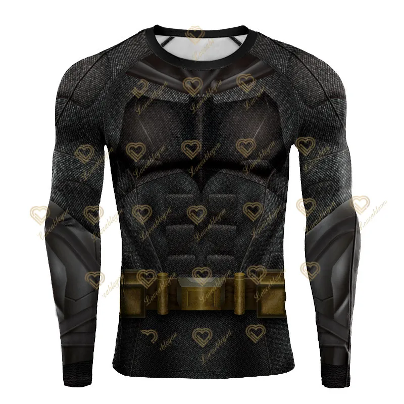 Long Sleeve Sport Shirt Unisex Superhero Punisher 3D Compression T Shirt Quick Dry Men's Running T-shirt Gym Fitness Rashgard