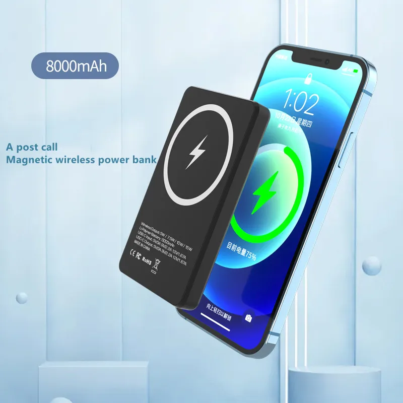 

8000mAh NEW Portable Magnetic 15W Wireless Fast Charger Powerbank Mobile Phone Battery For iPhone 12 13 Pro Max Xiaomi Samsung