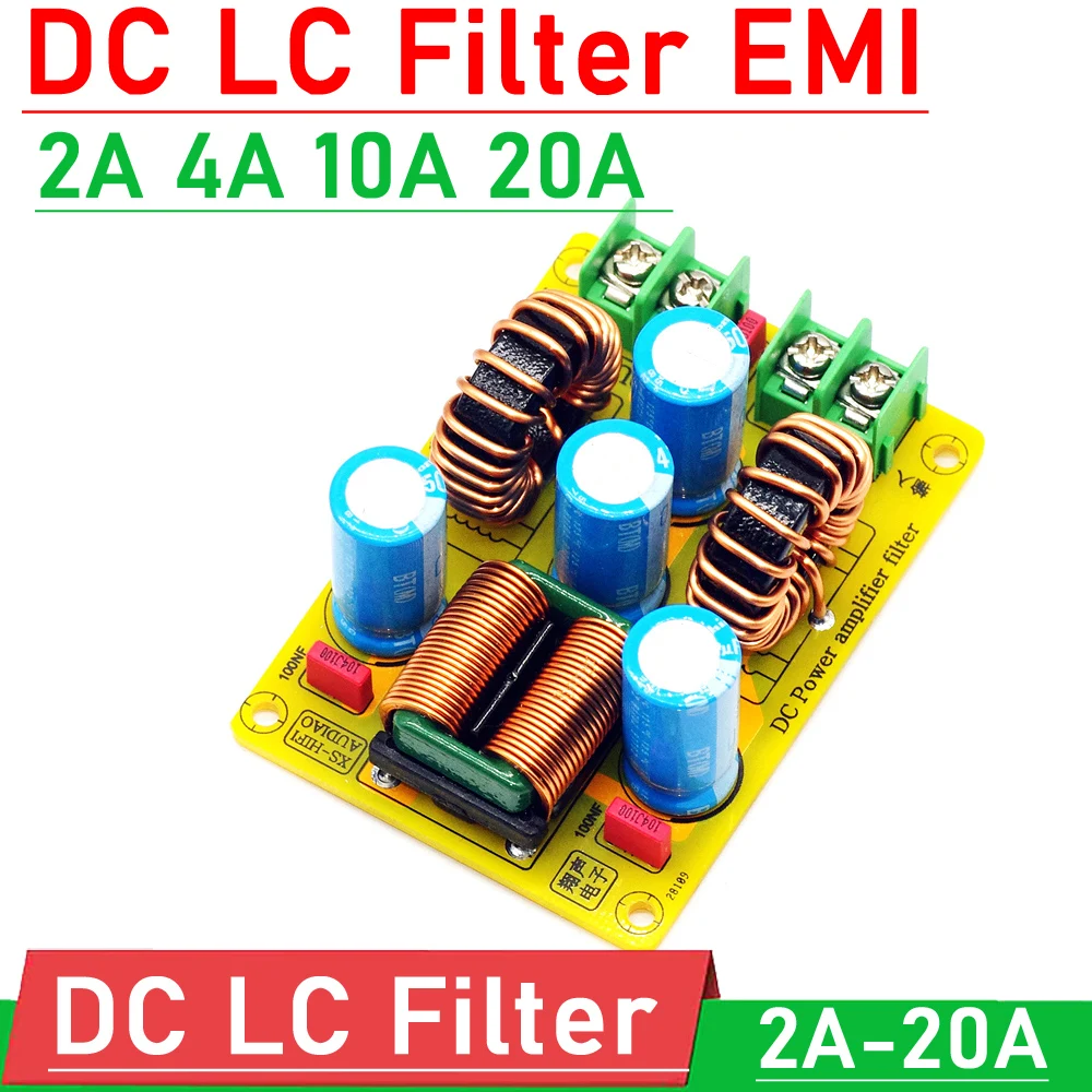 

DC LC Low pass filter 4A 10A 20A EMI Eliminate electromagnetic interference DC switching POWER EMC car audio Amplifier 12V 24V