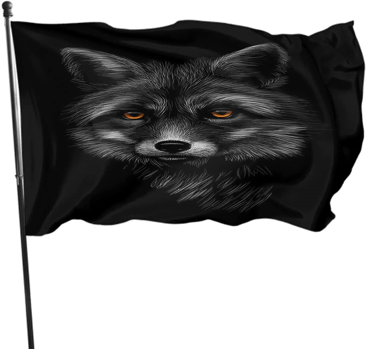 

Fox Flag Wild Animal Portrait of Fox with Black Grey Feather Outdoor Flags Large Welcome Yard Banners Home Garden Yard