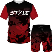 mens causal fashion tracksuits 3d printing t shirt beach shorts sports suits fitness sportswear man 2 piece set man clothing