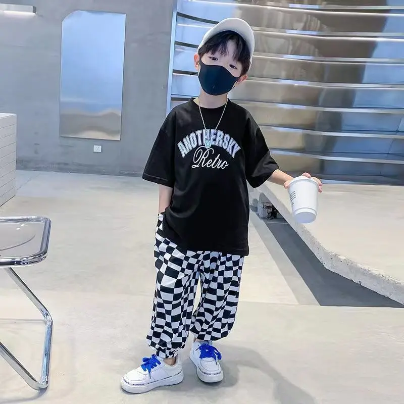 

Спортивные костюмы для мальчиков-подростков, футболка с коротким рукавом и штаны, повседневная одежда для детей 3, 5, 7, 8, 9, 10, 12, 13 лет, летняя одежда