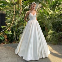 sumnus elegant ball grown princess wedding dress stain spaghetti straps backless robe de soir%c3%a9e de mariage vestido novia 2022