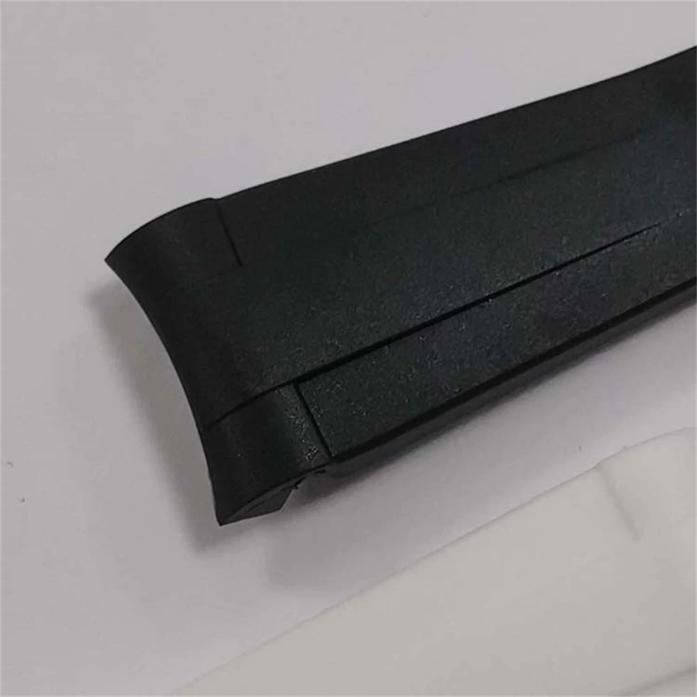 20mm Rubber Watchband For NH35 Movement Yacht Watch Case Silicone Strap Black Watch Band Bracelet with Single-Fold Buckle