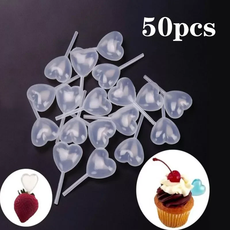 

50 Pcs/pack Dessert Juice Straw Dropper Flow Heart Clip Jam Straw Burette Dessert Kitchen Baking Decoration Cake Baking Tool
