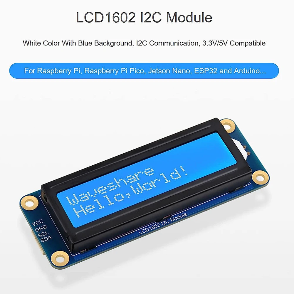 

3.3V/5V LCD1602 I2C Module White Color and Blue Background LCD Module 16x2 Characters Blue White Color for Arduino Raspberry Pi