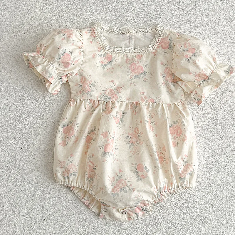 

Летний детский комбинезон с коротким рукавом, боди для маленьких девочек 0-24 мес., одежда для маленьких девочек