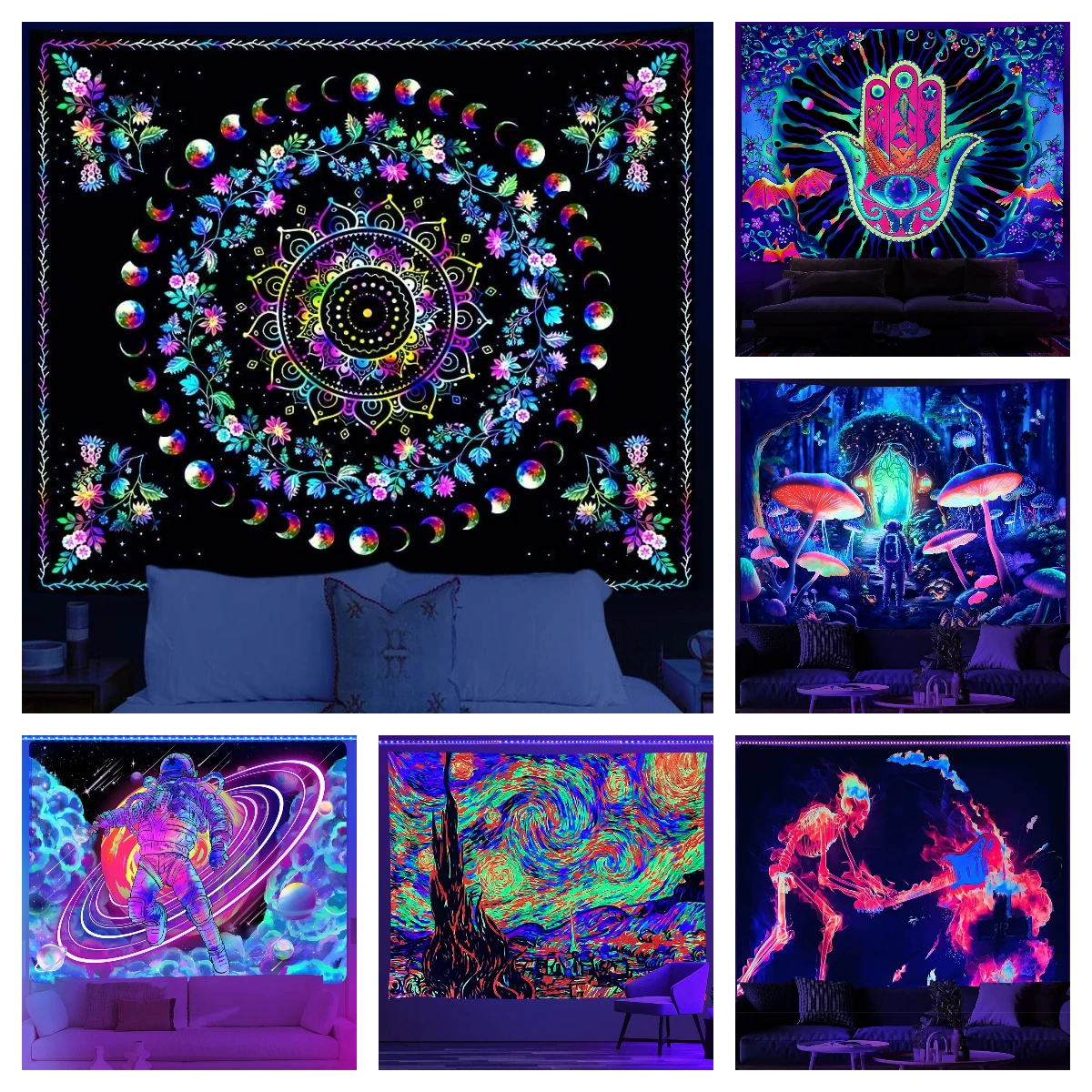 

Подвесные настенные гобелены в виде черепа, таро, скелета