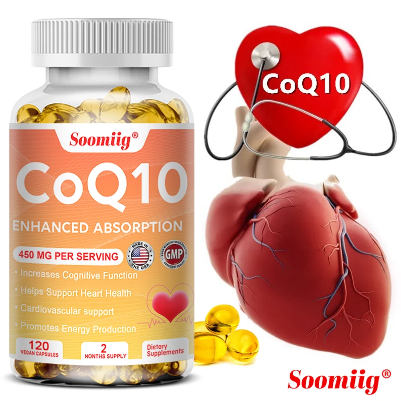 

Коэнзим Soomiig Q10 в капсулах, коэнзим Q10 для сердечно-сосудистой поддержки здоровья, детоксикации печени, снятия усталости и стресса