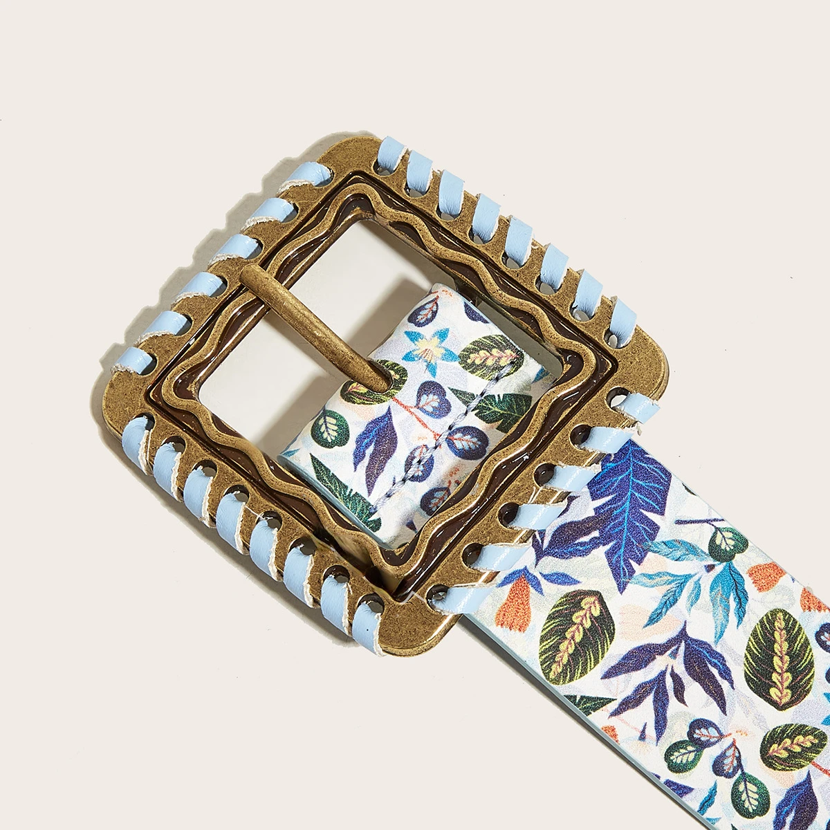 

Fashion Trend Print Multicolor Square Buckle Women's Belt