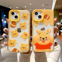 playful disney winnie the pooh phone case for iphone 11 12 13 pro max x xs xr 7 8 plus shockproof transparent protector cover