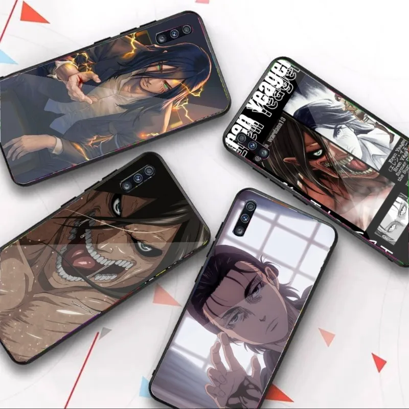 

Attack On Titan Phone Case For Samung A32 A51 A52 NOTE 10 20 S10 S20 S21 S22 Pro Ultra Black PC Glass Phone Cover