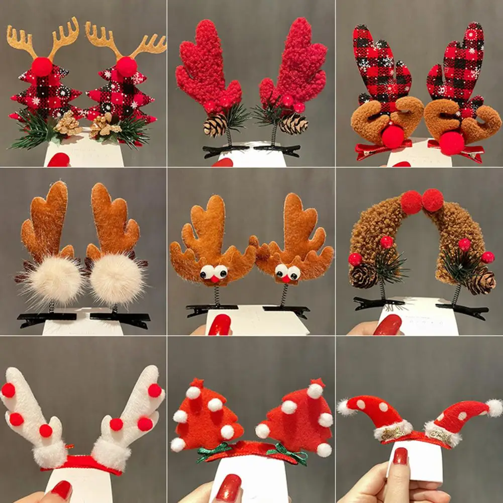

Christmas Hairpins Elastic Spring Christmas Hair Clips Kids New Year Party Hair Decoration Hair Clips Reindeer Hair Clips