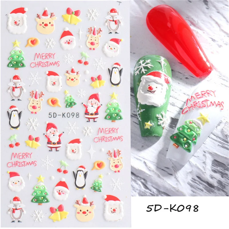 

1Pcs Santa Claus Nail Art Decals Decorations White Snowflakes Nails Stickers Christmas New Year Design Sliders Manicure Supply