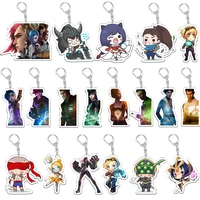 anime league of legends arcane keychain cartoon cute jinx vi pendant key chain jewelry friends birthday gift accessories