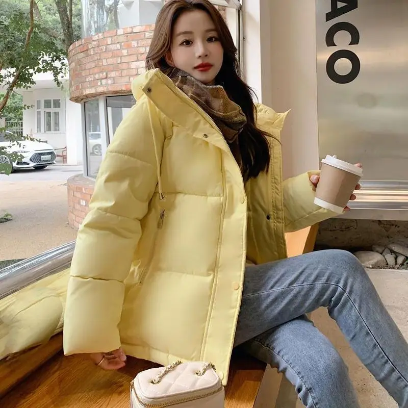 Winter Mid-length Hooded Jackets Outwear Coat Women Warm Parka Thicken Outwear Casual Jackets Cotton Padded Windbreaker S44