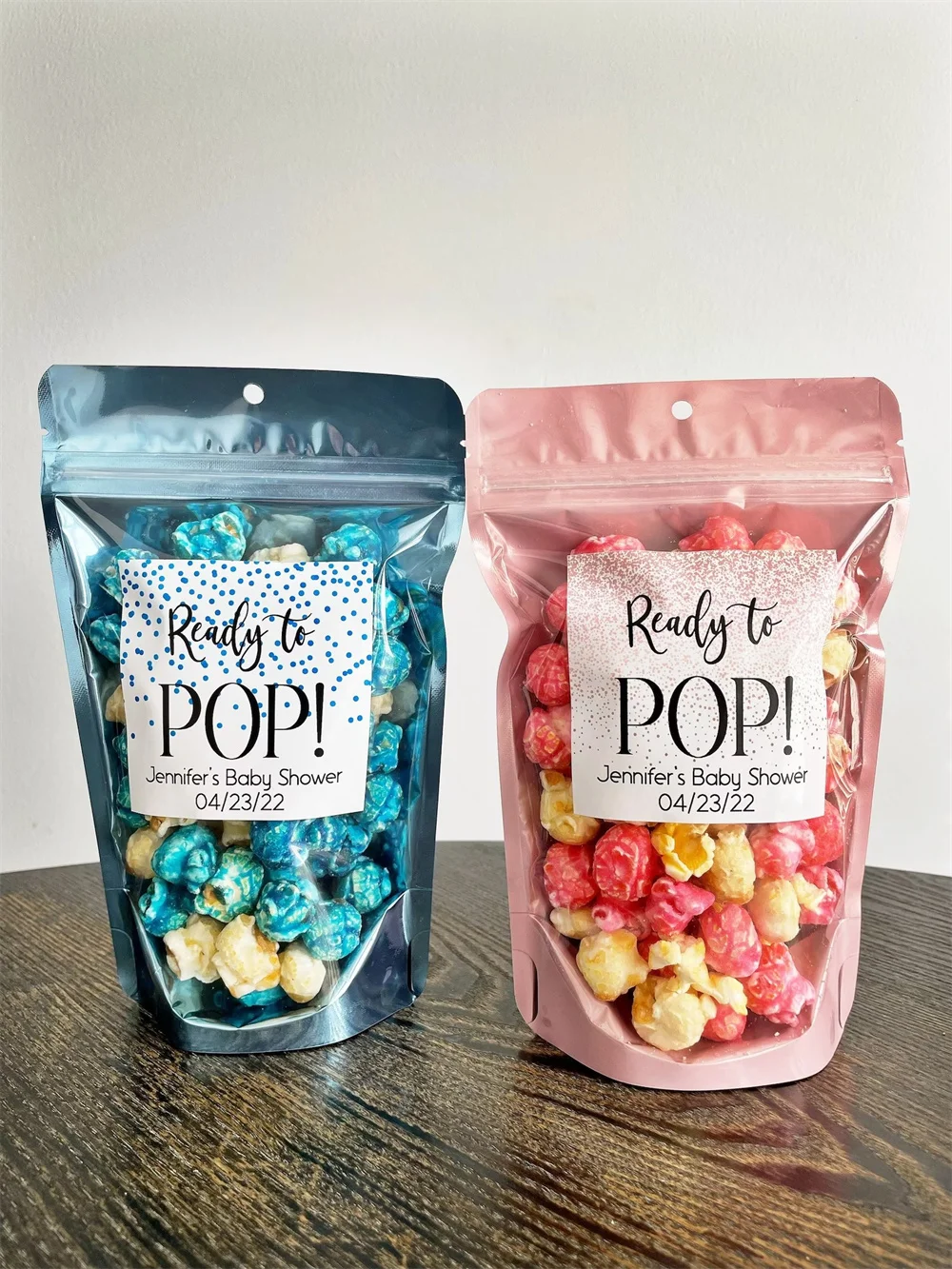 

12PCS Ready to Pop baby shower treat bags, About to Pop favor bags, Popcorn baby shower favors, Popcorn baby shower bags, Stand