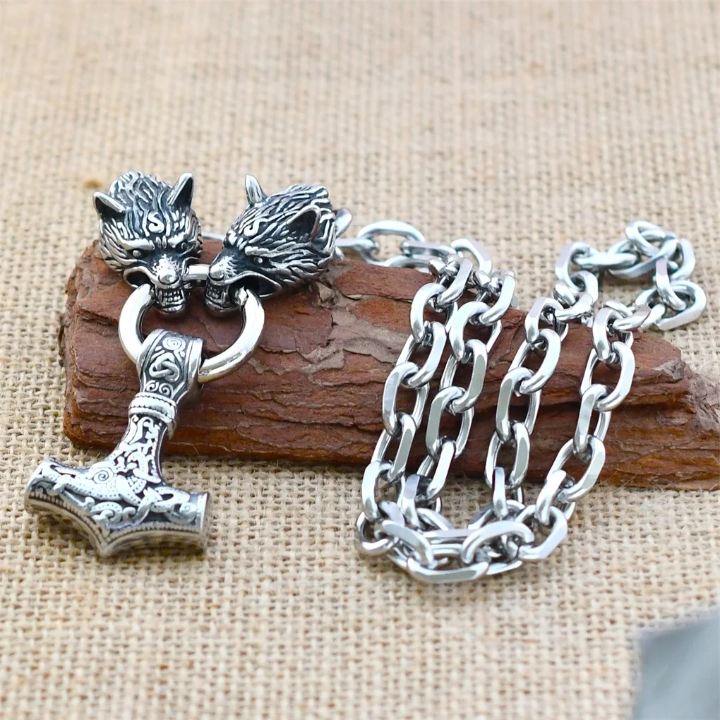 

Скандинавская кельтская цепочка с головой волка, ожерелье из нержавеющей стали, амулет Тора в стиле викингов, кулон, ожерелье, ювелирные изделия в стиле викингов