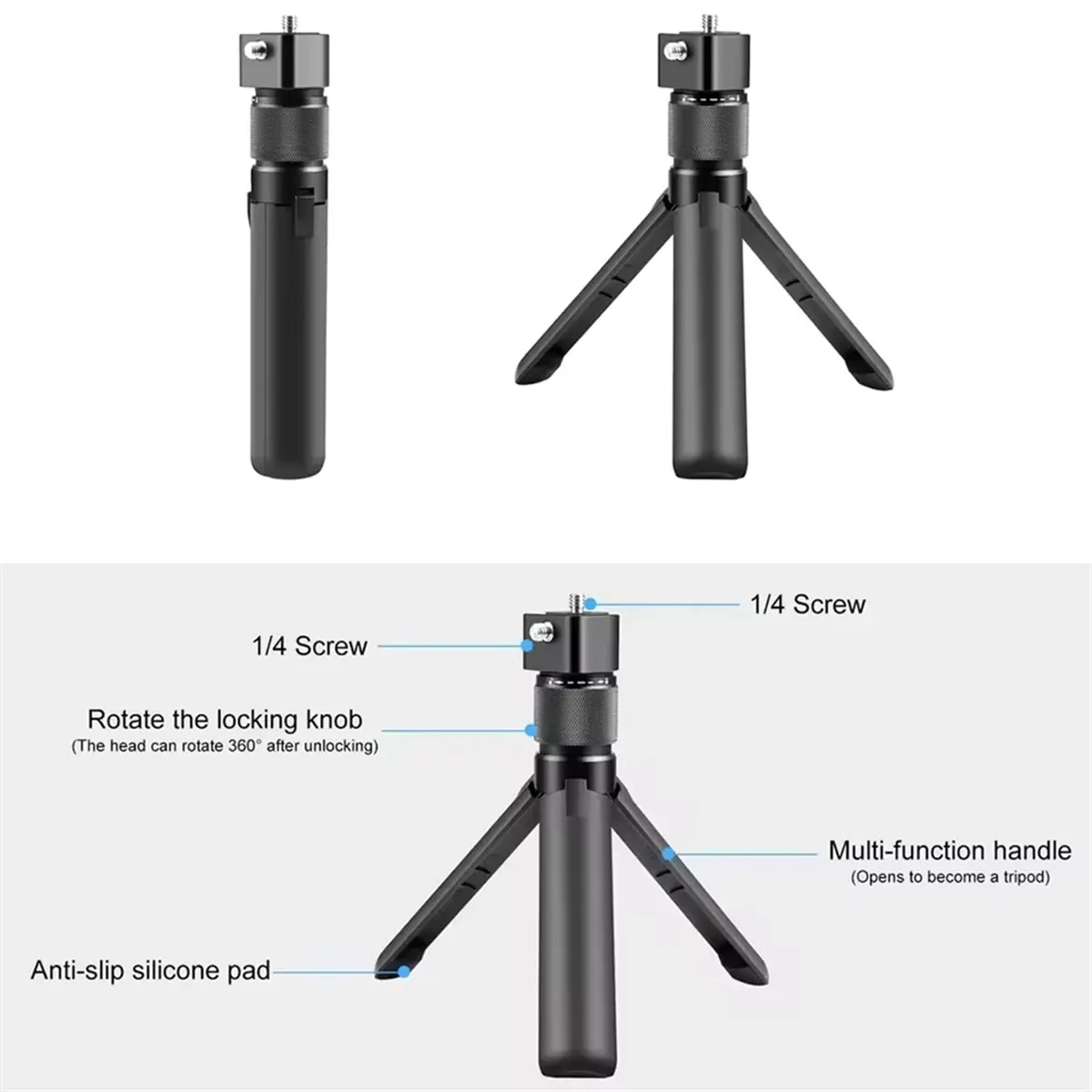 Фото Настольная ротационная подставка-штатив N05R для камер X5, X4, Air, X3 / 360-градусная камера, комплект с селфи-палкой 1.2м №3