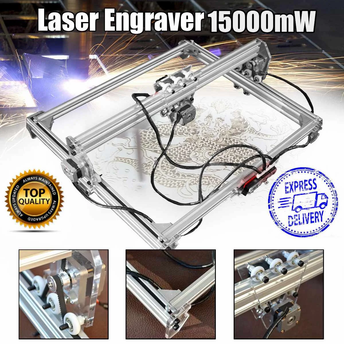 

15000mW 3000MW Mini Blue Laser Carver CNC Engraving Machine 2Axis DC 12V DIY Laser Engraver Desktop Wood Router Cutter Printer