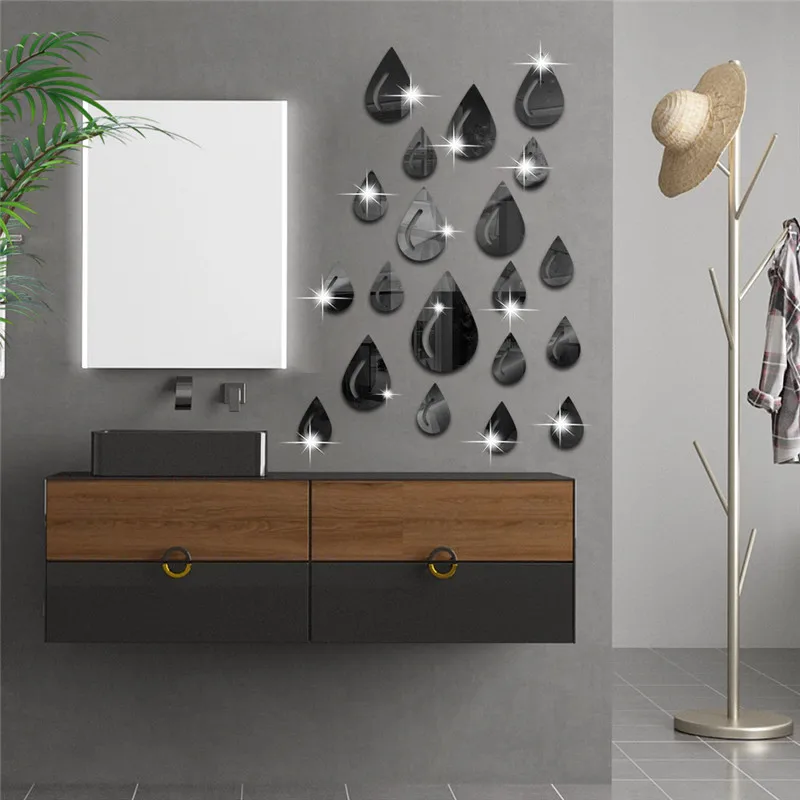 3D акриловая зеркальная Настенная Наклейка с полумесяцем цветком и луной