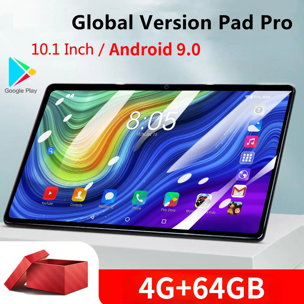 2023 New Android 9.0 Tablet WiFi Tablet PC 10.1 Inch Octe Core 4G+64GB Tablet Dual SIM Dual Camera Rear 5.0 MP IPS