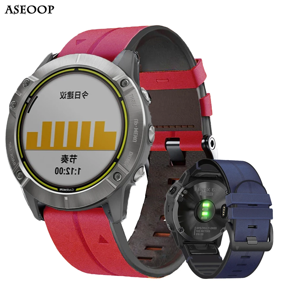 

22 26mm leather Silicone Watchband For Garmin Epix Gen 2 Smartwatch Quickfit Strap Fenix 7 7X 6 6X Pro 3HR Replacement Bracelet