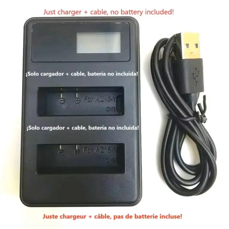 Фото Двойное зарядное устройство LCD для аккумуляторов Xiaomi YI 2 4K+ Lite AZ16-2/AZ16-1, для экшн-камер Yi, зарядка аккумуляторов 1200 мАч №1