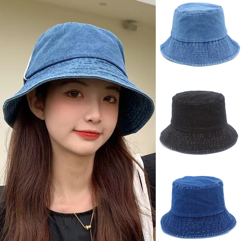 

Jeans Bucket Hats Fishman Cap Men Women Summer Autumn Hat Chapeau Adult Fabric Buckets Fashion Caps Panama Sun Protuct Baisn Hat