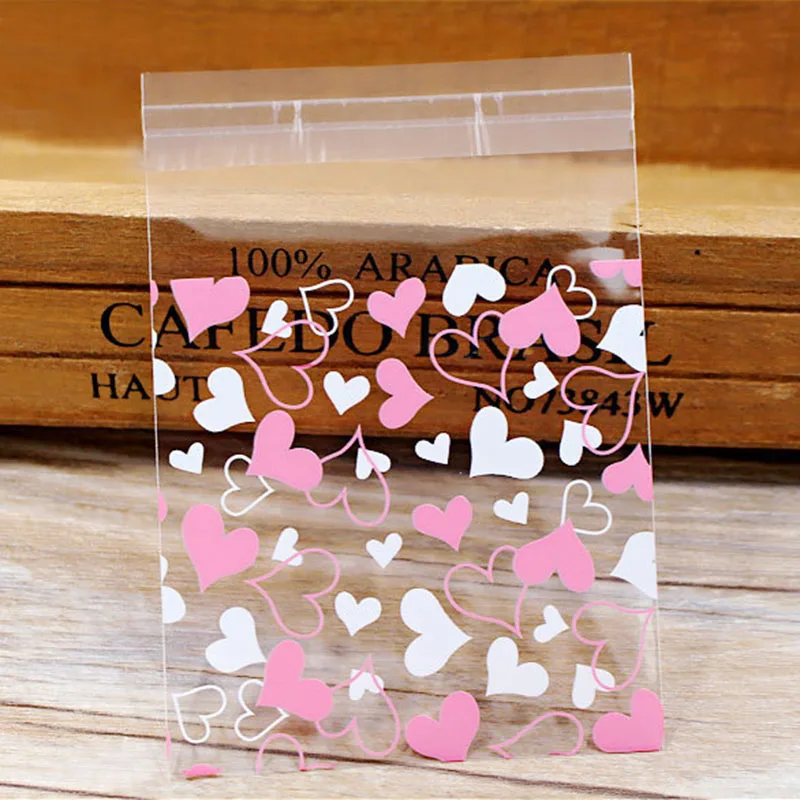 

50/100Pcs 7cm Mini Love Transparent Candy Bag Snack Self Adhesive Packaging Bag for Wedding Birthday Party Decor Kid Gift Bags