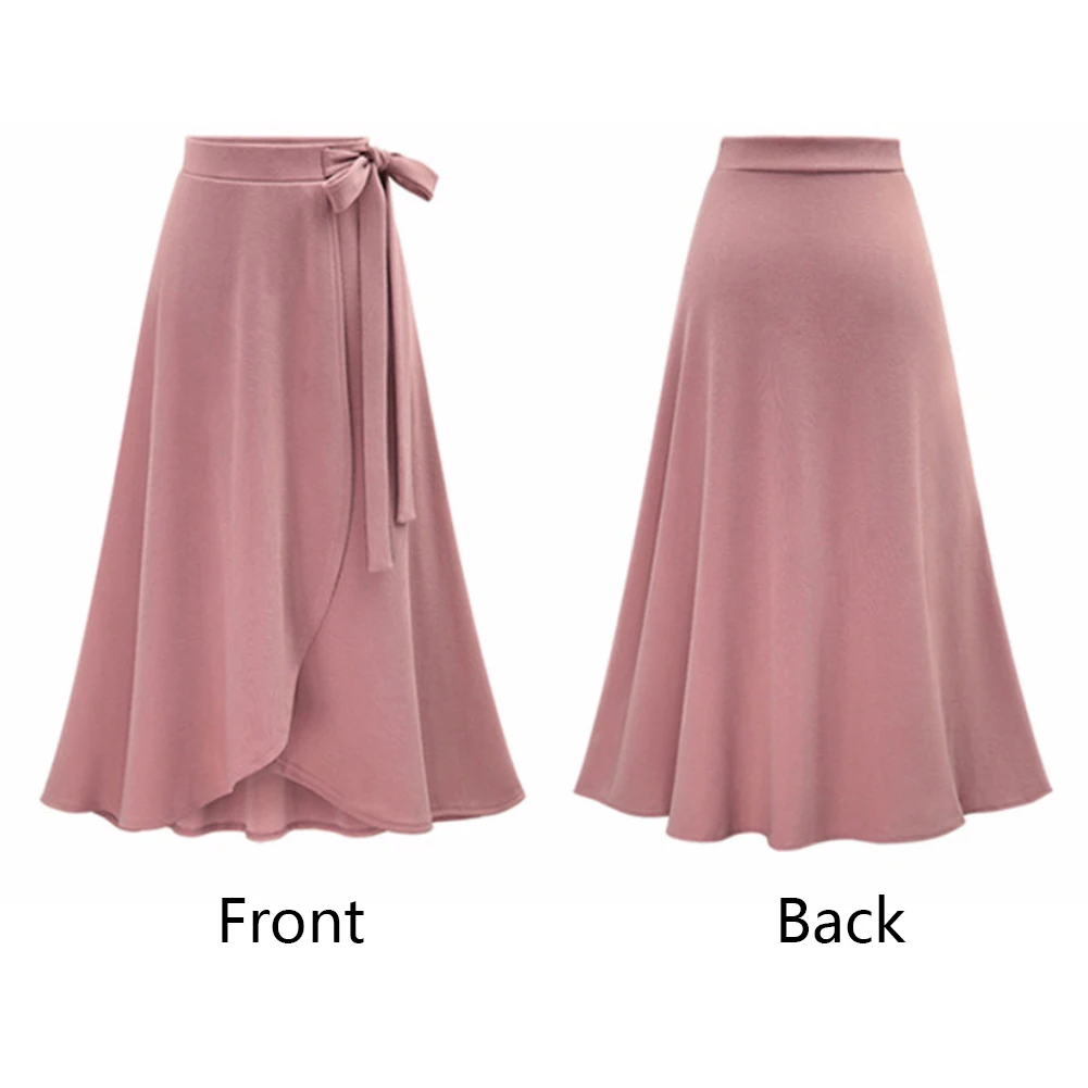 

Strappy Adult Party Cotton Blend Solid Casual Side Slit Ladies Irregular Hem Spring Fashion Empire Waist Midi Women Skirt