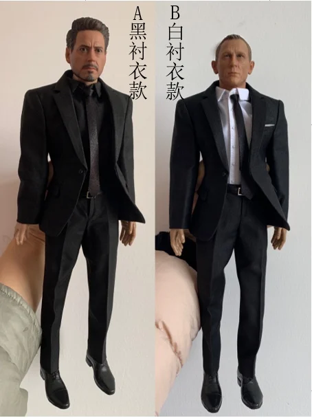 

Toy Center 1/6 Soldiers Dolls Black Western Suit Set with Leather Shoes Model for 12 Inches DIY Action Figures