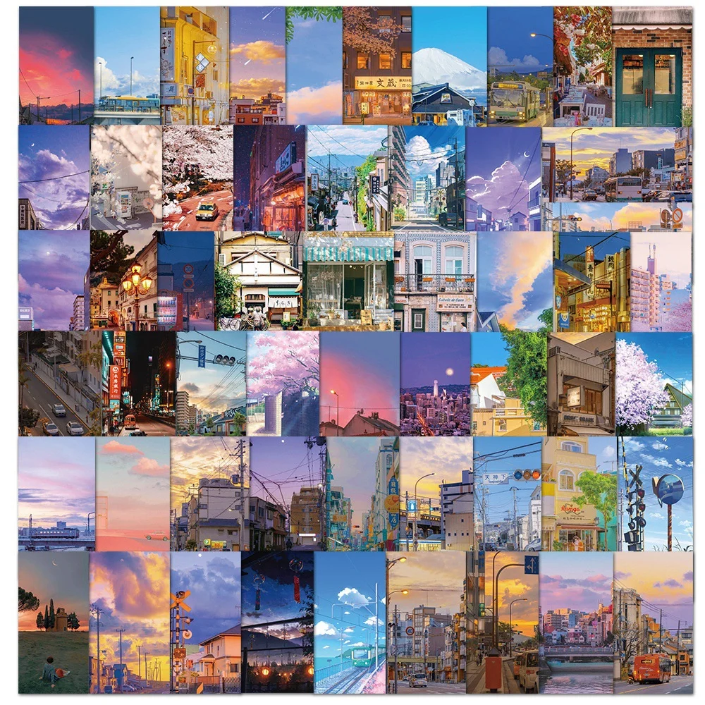 

10/30/50PCS Cartoon Romantic Street View Creative Graffiti Sticker Bike Skateboard Car Helmet Laptop Computer Wholesale