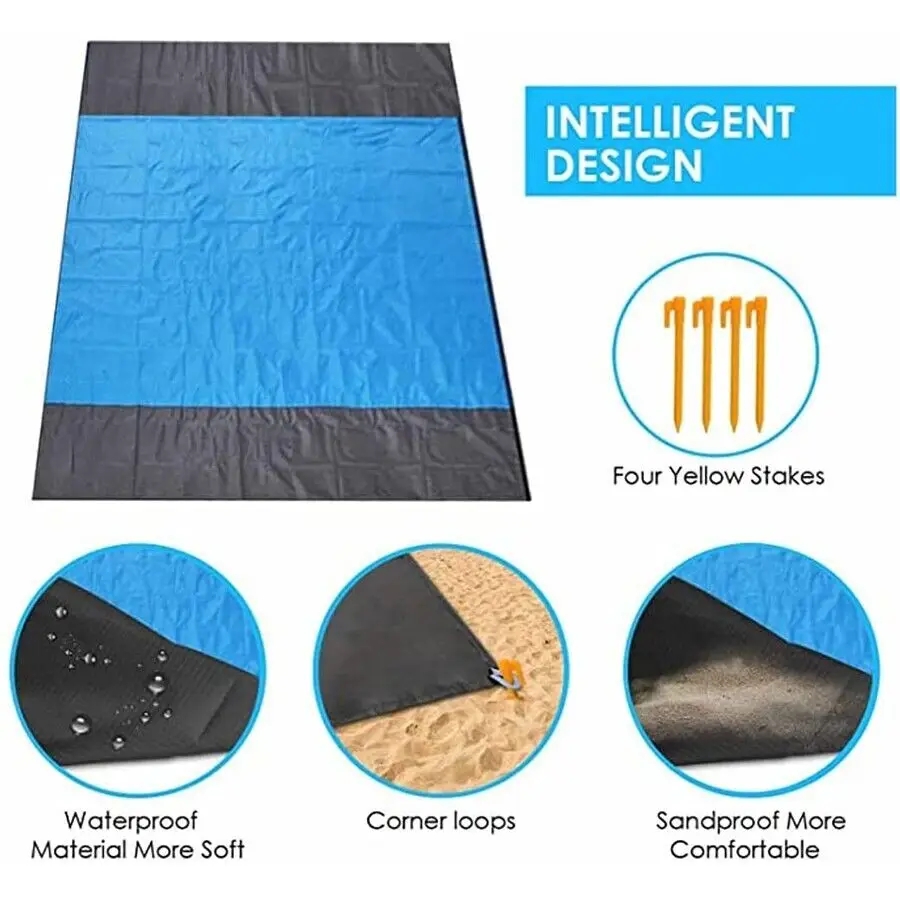 

2×2.1m 4-6People Waterproof Pocket Beach Blanket Portable Folding Camping Mattress Outdoor Picnic Sand Mat