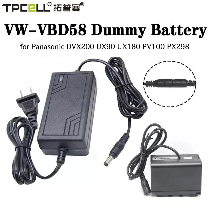 

Camera Battery Dummy Suitable For Panasonic DVX200 UX90 UX180 PV100 PX298 VW-VBD58 VW-VBD98 Ejector Hole VW-VBD 58 VBD 98